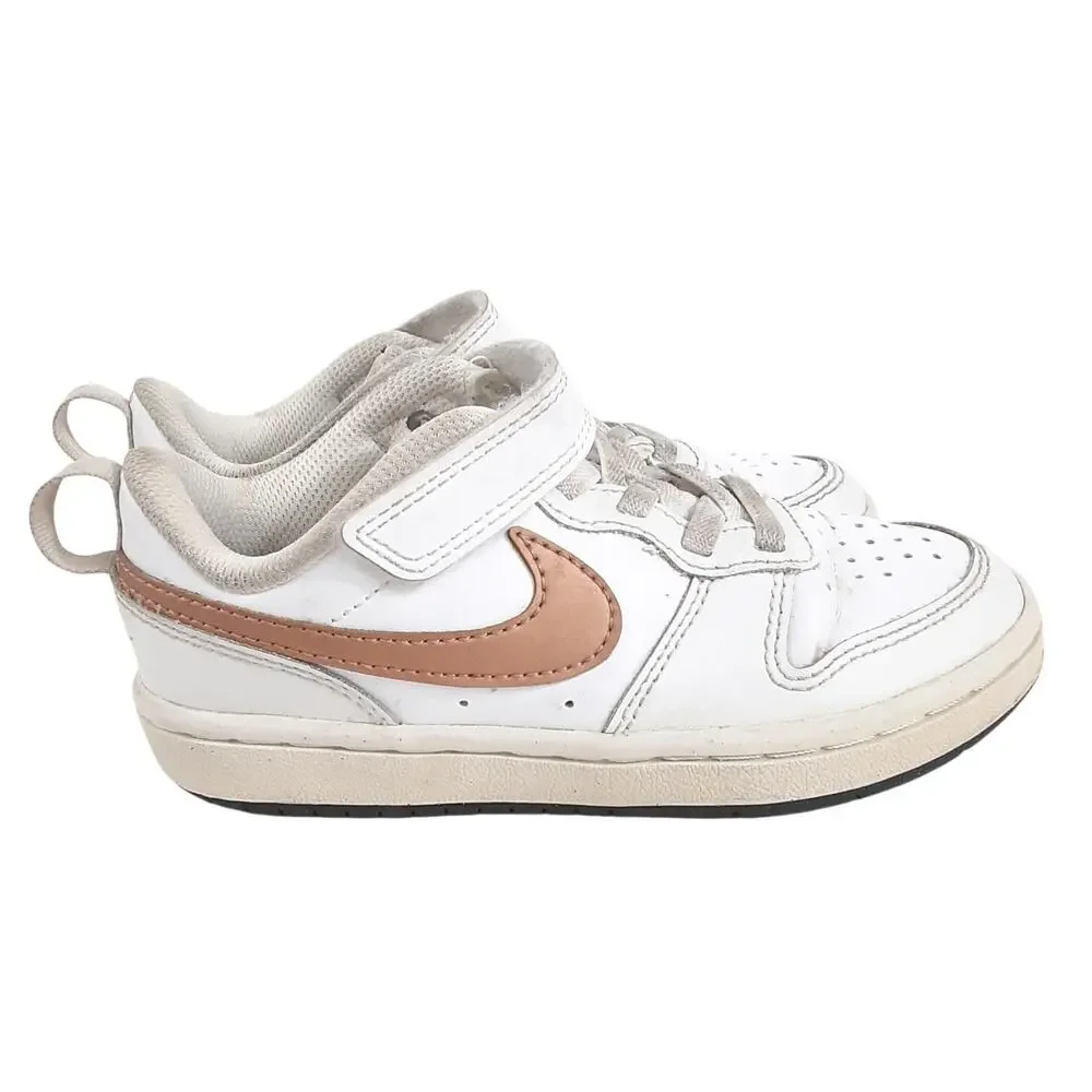 Nike Court Borough 2 Low Top Sneakers Gold White Basketball Shoe Girls 11